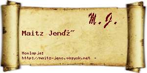 Maitz Jenő névjegykártya